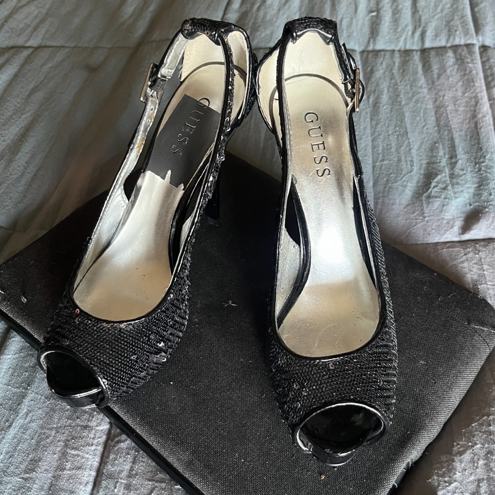 Guess Black Sequins Heels